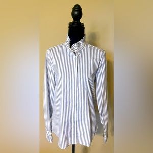 Antonio Melani Ladies Dress shirt White with Blue Pinstripes Size M
